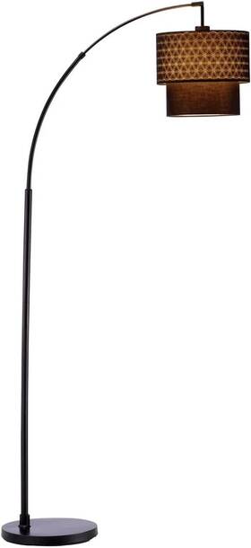 Adesso 3029-01 Arc Floor Lamp - Dual Black Fabric Shades Modern Reading Light 66-71in 3-way