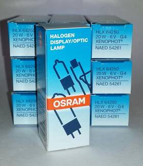 Osram 445032297203 10pcs 64250 Hlx 20w 6v G4 Esb Halogen Xenophot Display Optic Lamp