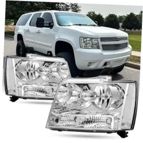 Rk-hl-cv061503 Taida Autolamp Headlight Assembly For 2007-2014 Chevy Tahoe 07-13 Without Bulbs Chrome Clear