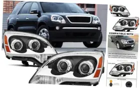 Rk-hl-ga-311 Taida Autolamp Headlight Assembly Compatible With 2007-2012 Gmc Acadia Chrome Amber Halogen