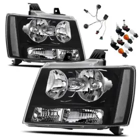 Rk-hl-thwhb-021 Taida Autolamp Headlight Assembly For 2007-2013 Chevy Black Headlights With Harness And Bulbs