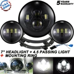 7" 80W Led Headlight + Passing Lamp Brackets For Harley Electra Glide Classic New. Price: $69.99.