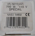 Osram Halogen Lamp 750W 115V (hpl 750/115/X (ucf)) Photo Optic Naed 54602 Bulb New. Price: $10.00.
